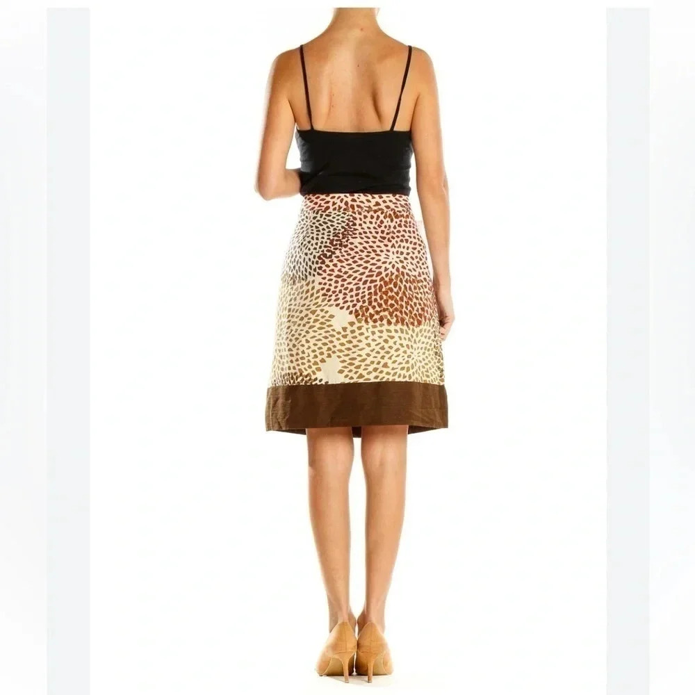 Banana Republic Y2K Chic Silk Bohemian Floral Brown Cream Rust Skirt Size 2 - Picture 2 of 6